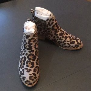 Gray Vegan Suede Leopard Print Ankle Booties